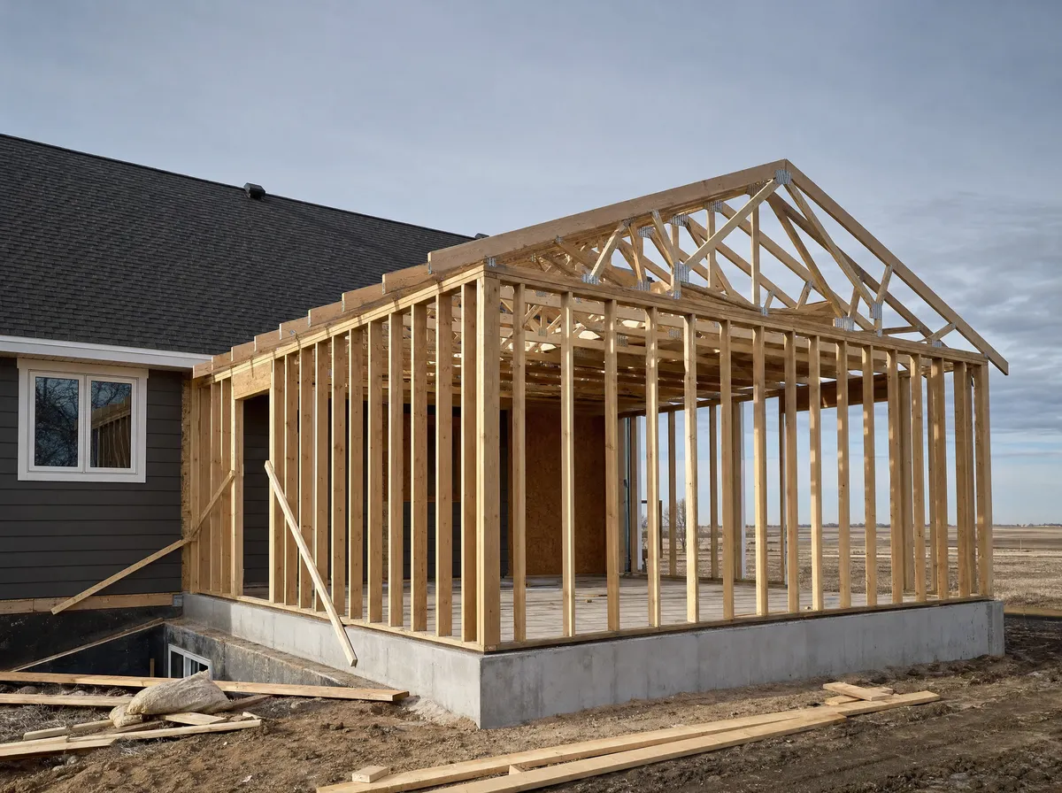 Home addition framed up